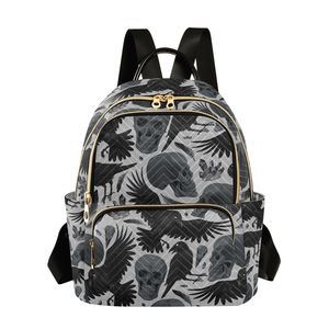 Mini Backpack Gothic Crows Skulls Gothic Fashion Backpack Purse for🌟
